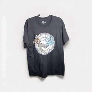 Disney Kingdom Hearts T-Shirt Black Size Large Round Purple Graphic Print Game